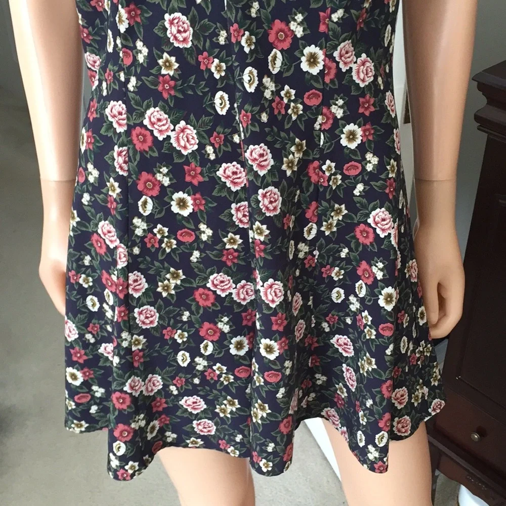 Cacique Floral Slip Dress Jumper Black Rose Print Y2K Lingerie Style Size M